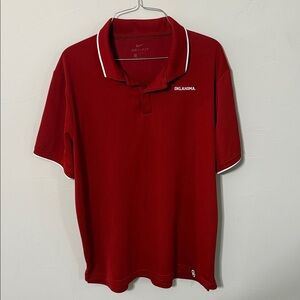 Nike Dri-FIT Oklahoma Sooners Red & white polo shirt Size Large polyester